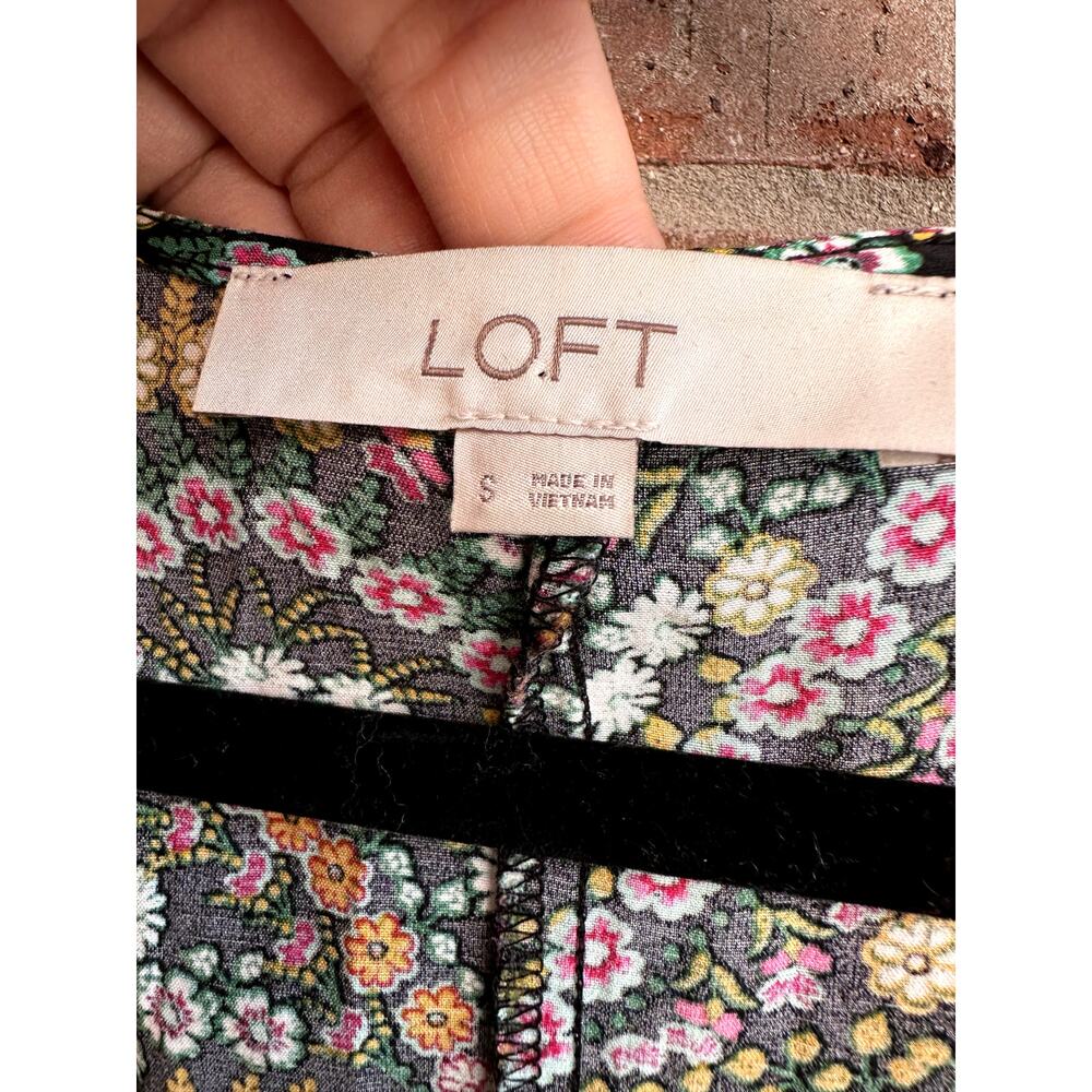 Loft Womens Multicolor Floral Print Dolman Sleeve V-Neck Summer Dress Size Small - Picture 5 of 5